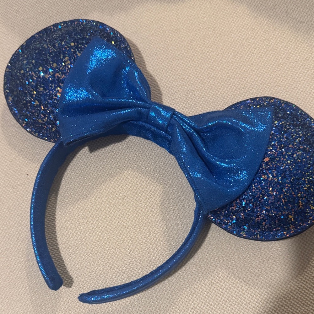 Disney Blue Glitter Minnie Mouse Ears Headband